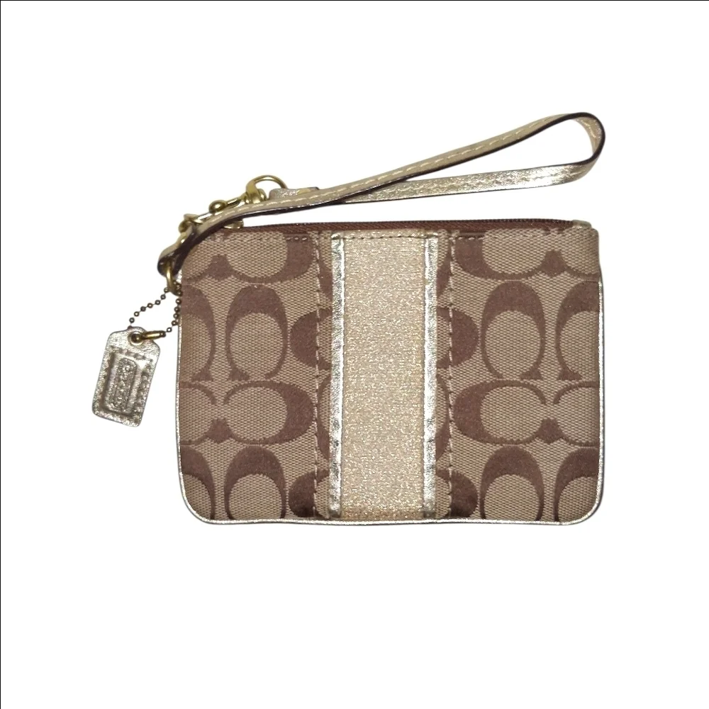Coach Brown and Gold Wristlet